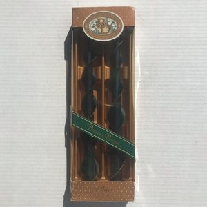 Set Of 2 BD Designs 12” Tapers 100% Natural Beeswax Candles Navy/Forest …